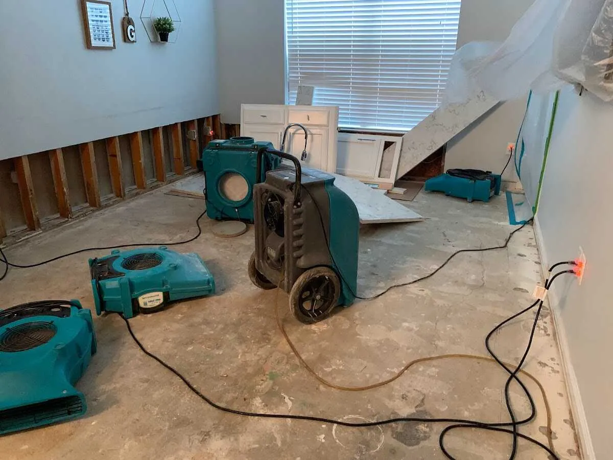 Dehumidifier in flood-cut room for Water Extraction & Removal in Rigby